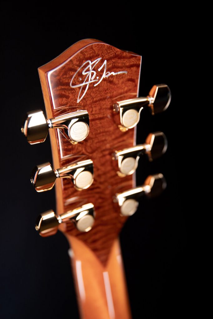 Guitar headstock with custom mother of pearl inlay