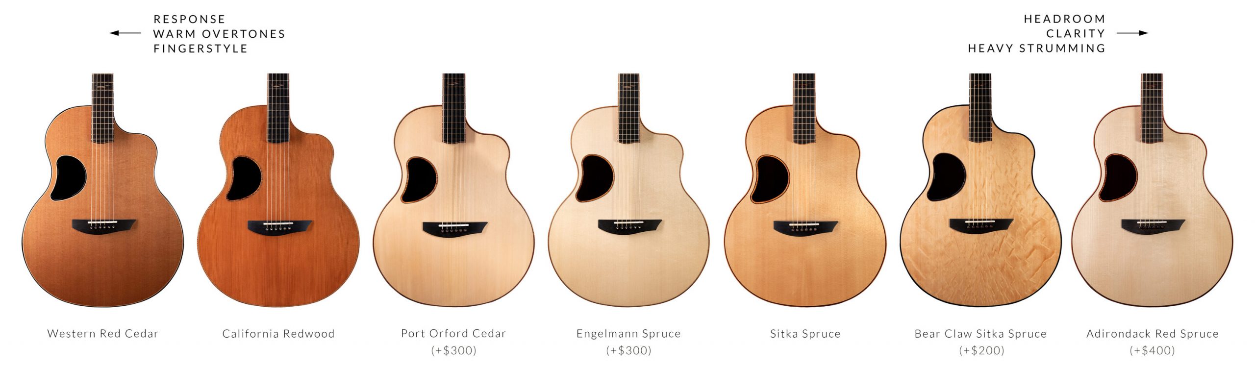 Acoustic guitar top wood options